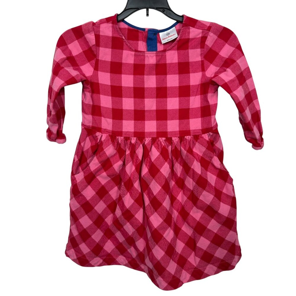 Hanna Andersson Dress Girls 120 US 6 / 7 Pink Gingham Cottagecore Cotton Fun